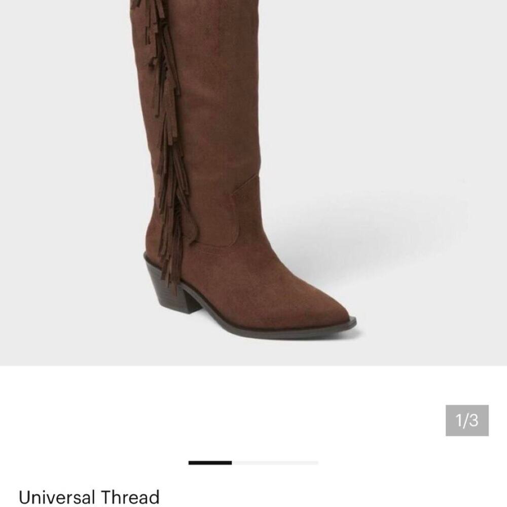 Patsy Tall Fringe Western Boots – Universal Thread - Chocolate - Women's 6